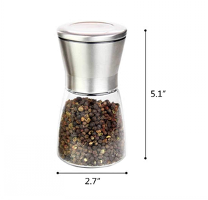 150ML 5oz Empty SALT Grinder/ Glass Bottle with <strong>Mills</strong>/Pepper Shakers with Stainless Steel Hand Grinder - Product Image 6