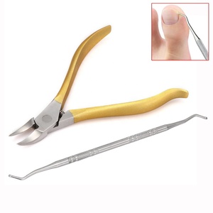 Juego de cortaúñas de acero inoxidable recubierto de medio oro al por mayor de alta calidad empujador de uñas encarnadas para dedos - Product Image 1