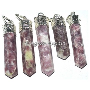 Lepidolite จี้หินอาเกตเคลือบทองคลาสสิกสำหรับชีวิตและฮวงจุ้ย - Product Image 1