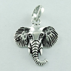 Pendentif visage d'éléphant en argent sterling 925, bijoux en gros d'Inde, fournisseur de pendentifs charmes - Product Image 2