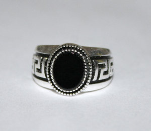 925 Sterling Silver Classic <b>Ring</b> Natural <b>Black</b> Onyx Oval Shaped Cabochon Loose Gemstone for Wedding Party Jewelry Making IGI - Product Image 1