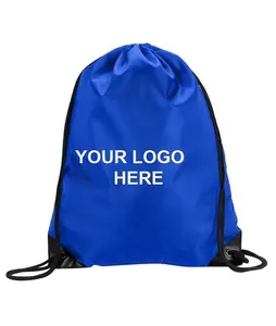 Promo custom print folding nylon drawstring bag backpack