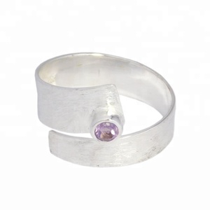 แหวนพลอยอเมทิสต์เงินสเตอร์ลิง925ดีไซน์หรูหราเครื่องประดับเงินแฟชั่นสวยผู้ผลิตแหวนเวอร์เมียล - Product Image 2