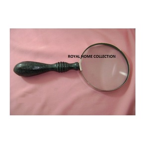 Lupa de lectura Vintage con mango de madera metálico de primera calidad, lupa de vidrio óptico de mano, lupa de bronce 10X - Product Image 4