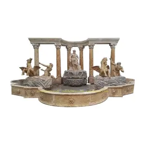 Grote Sculptuur Hot Selling Romeinse Kolom Standbeelden Marmer Poseidon Tuin Water Fonteinen