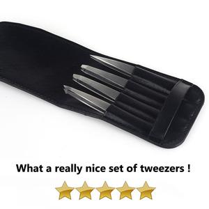 Juego de pinzas profesionales para pestañas de acero inoxidable de 4 piezas más vendidas, pinzas de depilación encarnadas duraderas y fuertes, puntas duraderas - Product Image 6