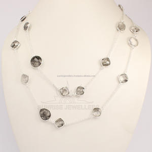 Collares de Plata de Ley al por Mayor 2017, Collares Religiosos para Boda y Compromiso, Engaste de Bisel, Piedras Multicolores, Longitud Personalizable, Regalo - Product Image 5