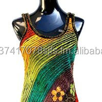 Débardeurs en coton patchwork décontractés pour l'été Tissu tissé respirant Confortable Élégant avec décorations d'appliques de broderie - Product Image 5