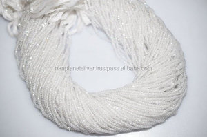 Hilo de cuentas de Rondelle facetado de circonia cúbica blanca - Product Image 3
