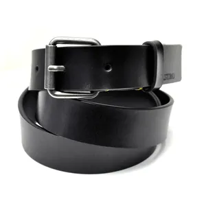 Latest Stock Arrival Highest Selling Roller Buckle in Antique Silver Flat Non Stitching Genuine Leather Belt Men