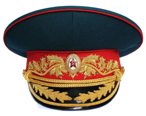 Logotipo personalizado de alta calidad 100% lana y alambre tela hombres bordado hecho a mano visera soviética sombreros - Product Image 2