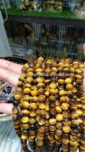 Filo <span class=keywords><strong>di</strong></span> Perle Naturali <span class=keywords><strong>Occhio</strong></span> <span class=keywords><strong>di</strong></span> <span class=keywords><strong>Tigre</strong></span> <span class=keywords><strong>Giallo</strong></span> 8mm Rotonde Lucidate ed Effetto <span class=keywords><strong>Occhio</strong></span> <span class=keywords><strong>di</strong></span> Gatto Cerate/Oliate con Cambio Colore - Product Image 4