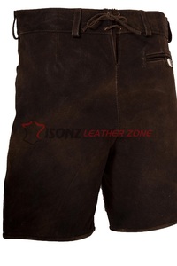 Lederhosen unisexe confortable en daim brillant, coupe ajustée, style Trachten, pantalon en cuir allemand avec broderie ISONZ - Product Image 2