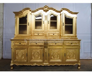 Buffet antiguo de oro francés con marco de madera maciza de diseño antiguo elegante y espejo elegante para muebles de dormitorio para el hogar - Product Image 1