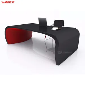 Mesa personalizada con forma de I, escritorio de oficina, Boss, Color negro y rojo