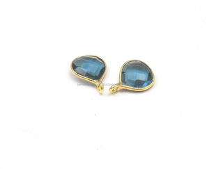 Iolite Quartz Natural Multi Gemstone Findings <b>Heart</b> <b>Shape</b> Gold Plated Making Single Bail Faceted Handmade Connector - Product Image 1