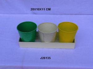 Venta caliente naranja y negro pintado hierro maceta redonda con patrones en relieve maceta de Metal para la decoración del hogar y jardín - Product Image 3