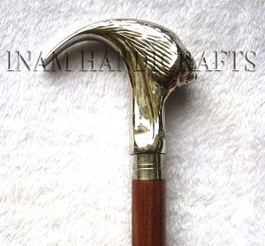 ไม้เท้าเดินไม้สไตล์วินเทจทำด้วยมือมี T-Handle และการออกแบบดาร์บี้ทองเหลืองสำหรับการเดินป่า - Product Image 3