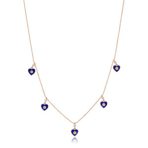 Colgante de corazón esmaltado azul para mujer, joyería hecha a mano, collar de plata de ley 925, moda para mujer - Product Image 1