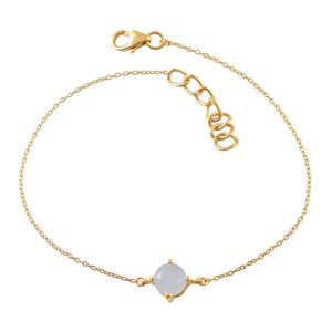 Joyería clásica de moda, pulseras de piedras preciosas de Calcedonia azul chapadas en oro amarillo de Plata de Ley 925 para damas y niñas - Product Image 2
