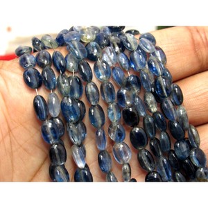High Quality Kyanite Smooth Oval Gemstone Beads 8MM X 4MM Natural <b>Blue</b> Color Third <b>Party</b> Certified India GEMS Brand Jewelry - Product Image 6