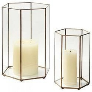 Attractive Design Clear Glass Metal Ware <b>Lantern</b> Style Home Decoration <b>Lantern</b> <b>Set</b> Of 2 Metal and Glass Tabletop <b>Lanterns</b> - Product Image 1