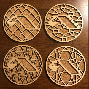 Ensemble de 4 sous-verres en bois avec base en liège durable au design géométrique Idéal pour les boissons et la décoration intérieure - Product Image 2