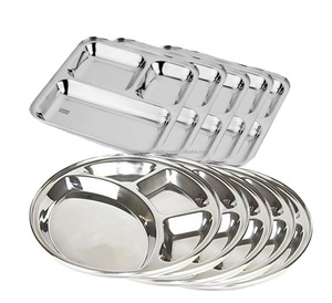 king International Wholesale Stainless Steel 5 Compartment Dinner Plate/mess <b>Tray</b> Stainless Steel Dinner Plate Compartment Plate - Product Image 1