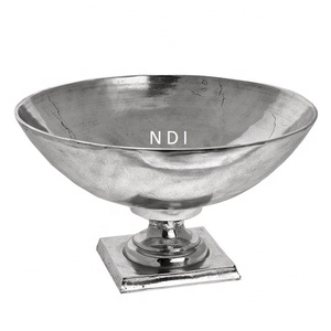 Cuenco de fruta de Metal redondeado niquelado, cuenco decorativo para servir frutas de mesa para restaurante, centros de mesa PARA CENA DE BODA - Product Image 1
