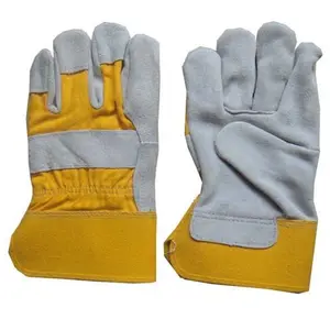 Arbeits handschuhe Bau handschuhe angemessener Preis gelbe Arbeits handschuhe mit Strick manschette aus Baumwolle