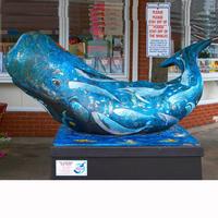 Décoration De jardin Belle Résine De Fiber De Verre Bleu Baleine Sculpture Statue