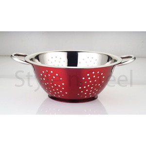 Passoire à fruits en acier inoxydable micro-perforée Passoire rouge foncé et passoire pour légumes et fruits - Product Image 1