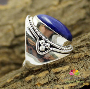 Bague pour homme en argent sterling 925 avec pierre précieuse en lapis-lazuli bleu naturel, bijou de bague, design spécial surprise pour lui - Product Image 2