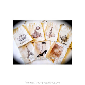 Bolsas con cordón de algodón orgánico reutilizables Malla producida - Product Image 2