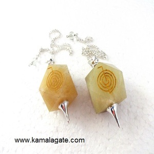 Cristal naturel Aventurine Pendules Agate jaune Gravé Radiesthésie Cristaux Reiki Chakra Style Mascotte Amour Guérison Pierres Précieuses Vente - Product Image 1