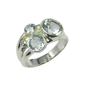 925 Sterling Silver Blue Topaz <b>Ring</b> Most Beautiful Natural Gemstone Jewelry for Casual Party Wear Eternity Vermeil <b>Rings</b> - Product Image 1