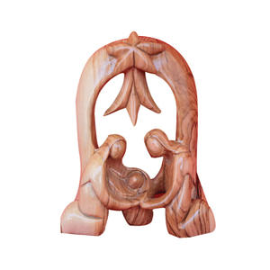 Figuras de Madera de Olivo Talladas a Mano de la Sagrada Familia sin Rostro, Estilo Religioso, Decoración Duradera para Mesa de Pascua - Product Image 1