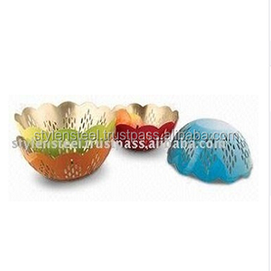 Stockage de collations en acier inoxydable Plateau de cuisine rond Panier à pain Porte-fruits pour cuisine Panier à pain aux fruits colorés - Product Image 1