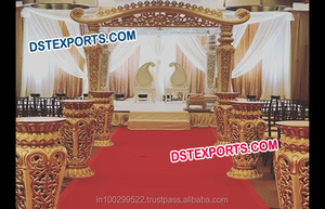 Mandap de mariage décoré et éclairé, Mandap doré sculpté et éclairé, Mandap indien en fibre/cristal LONDRES - Product Image 2