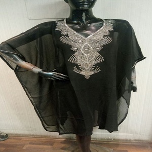 Caftan/abaya à col profond pour femmes arabes, marocaines et turques, imprimé numérique à la mode avec impression numérique - Product Image 3