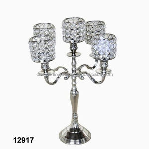 Porte-bougie en cristal plaqué argent, 2 pièces - Product Image 1