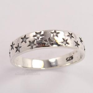 Sao chủ đề đám cưới ban nhạc Nhẫn tất cả các kích cỡ 925 Sterling Bạc đồng bằng không có đá unisex - Product Image 2