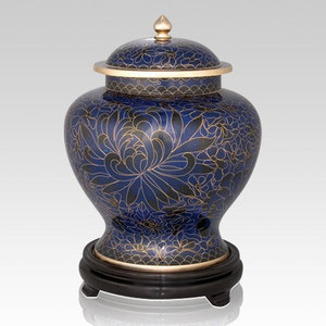 Urna de cremación de calidad superior pulida Cloisonne verde para cenizas - Product Image 3