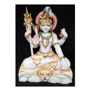 Statue décorative en marbre blanc pur, Statue peinte à la main du seigneur Shiva, décoration de la maison, expédition - Product Image 1