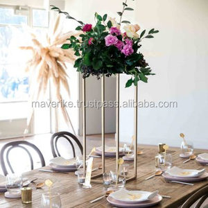 Support à fleurs en métal/verre au design classique, boîtier géométrique pour table, support à fleurs haut décoré pour décorations de mariage - Product Image 3