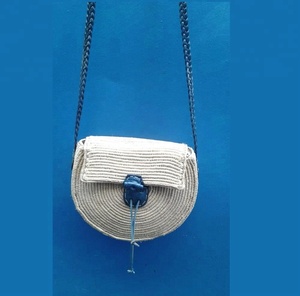 Cesta marroquí Tote Bag con cierre abierto redondo de paja Rafia Accesorio de moda para mujer - Product Image 1