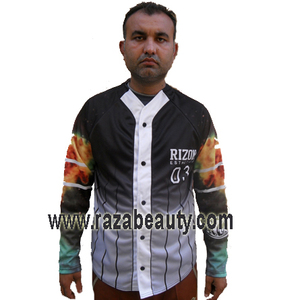Maillot de baseball personnalisé en polyester respirant 100 %, antibactérien, séchage rapide, grande taille, col en V, design boutonné - Vêtements de sport - Product Image 4
