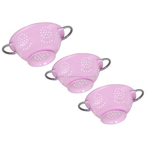 ชุดกระชอนก้นลึกอเนกประสงค์3ชิ้นทำจากสแตนเลสสีชมพูสำหรับห้องครัว - Product Image 3