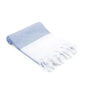 Bordado personalizado Mini patrón de rayas hilo teñido con rayas blancas algodón Hammam baño turco Toalla de playa