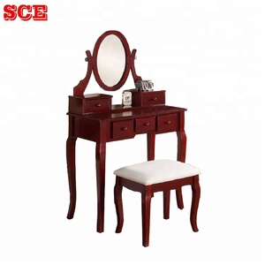 Table de toilette avec tiroirs en bois de style rétro traditionnel à 4 couleurs pour la chambre à coucher, la salle de maquillage, l'appartement, l'hôpital - Product Image 1